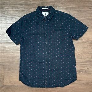 Men's Dark Blue Flamingo Print Shirt